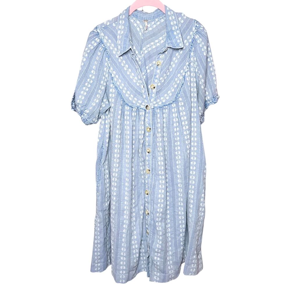 Free People Rodeo Midi Dress Blue Size Large
